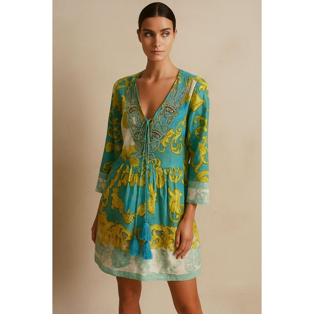 Buby.S Italia Scrolls and Shells Printed Tunic Dress S